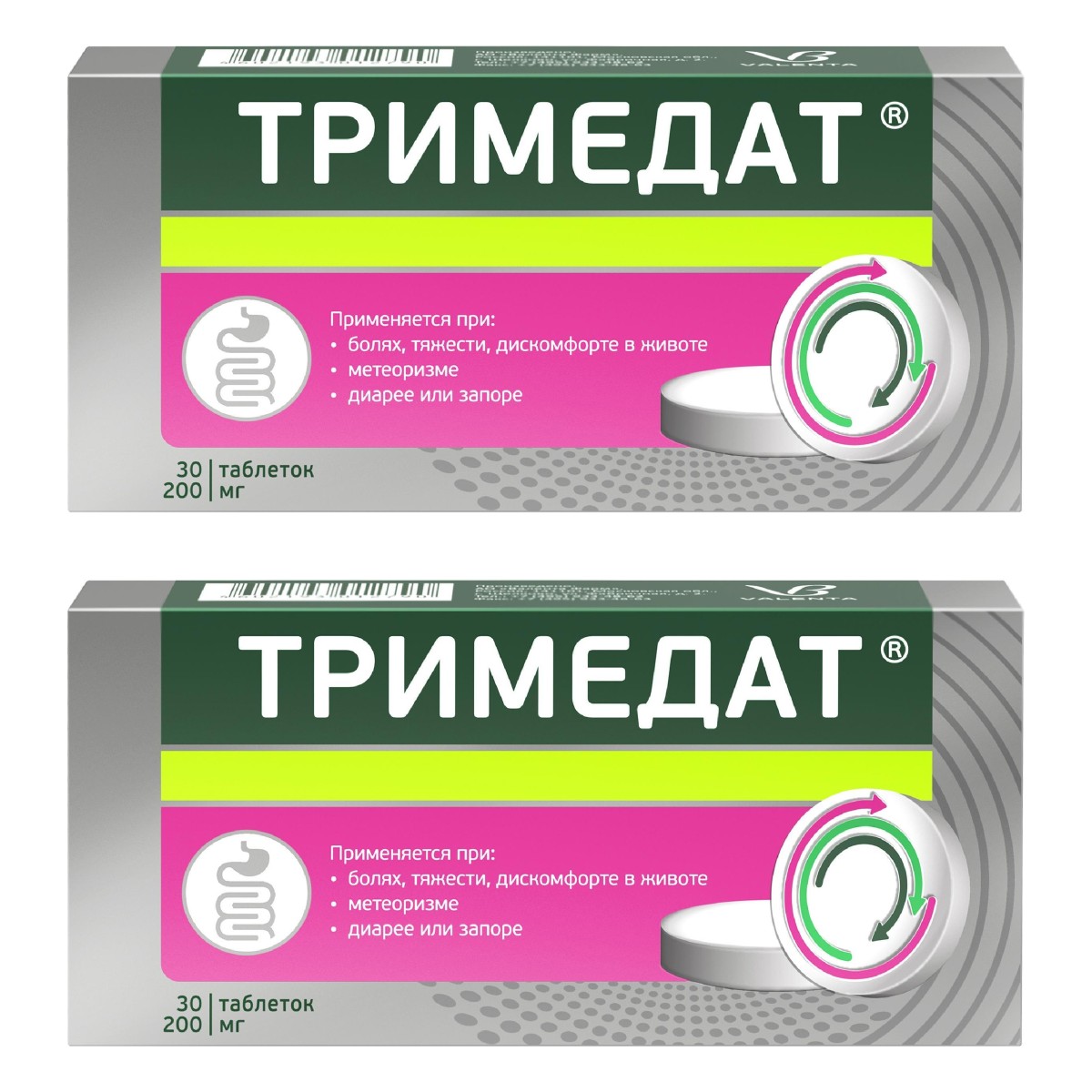 Набор 2уп Тримедат таблетки 200мг 30шт
Набор 2уп Тримедат таблетки 200мг 30шт