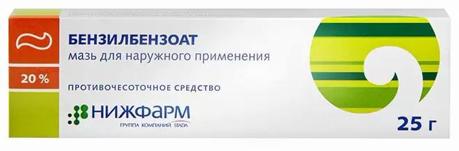 Бензилбензоат, мазь 20% (Нижфарм), 25 г
Бензилбензоат, мазь 20% (Нижфарм), 25 г