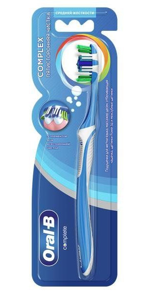 Зубная щетка Oral-B Комплекс Пятисторонняя чистка 40, средняя жесткость beiber насадки для зубных щеток oral b средней жесткости с колпачками cross