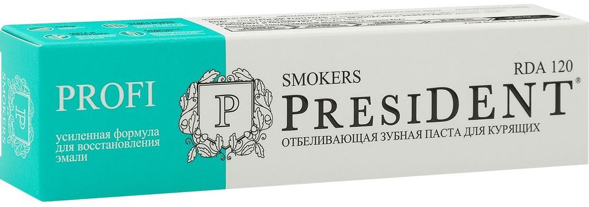 ПрезиДент Профи Smokers, зубная паста, 50 мл зубная паста президент профи классик 75 rda 100мл