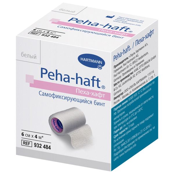 Peha-haft, бинт самофиксирующийся, белый, 4 м х 6 см, 1 шт. руническая диагностика