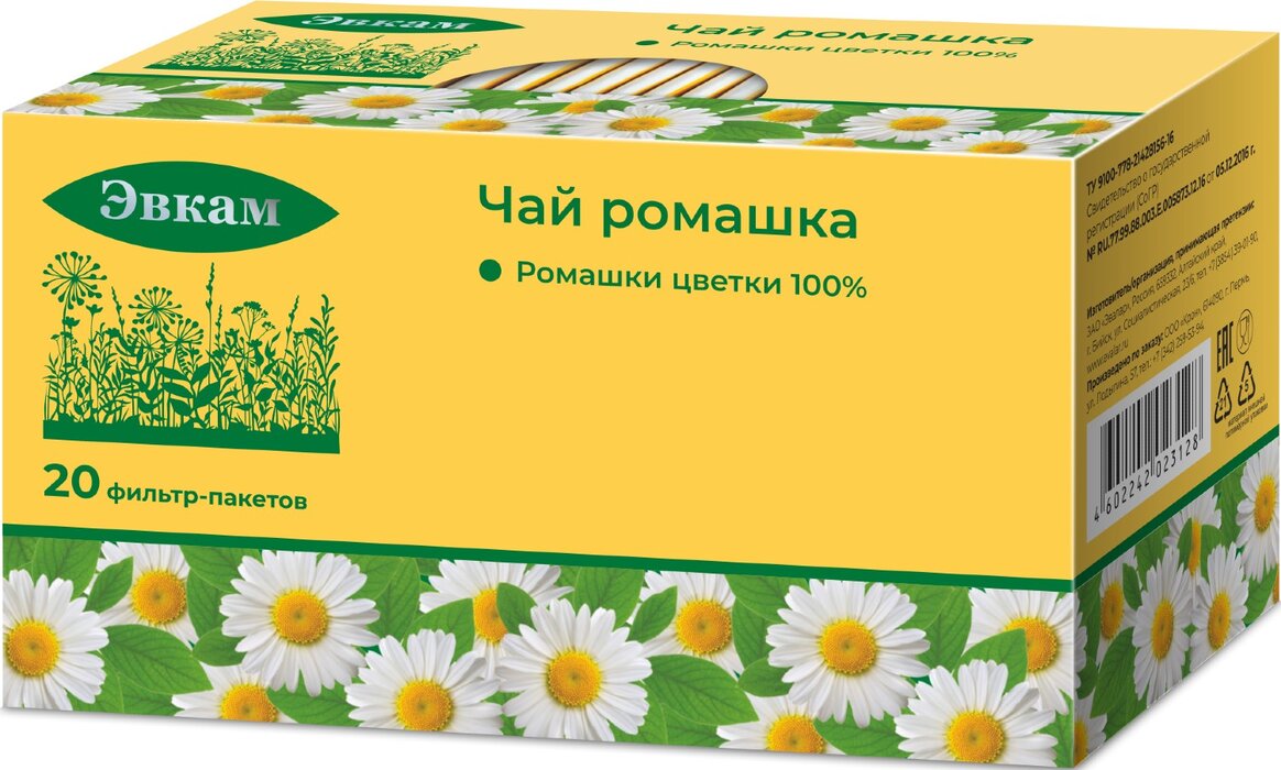 Чай Ромашка ф/пак 20 шт Эвкам