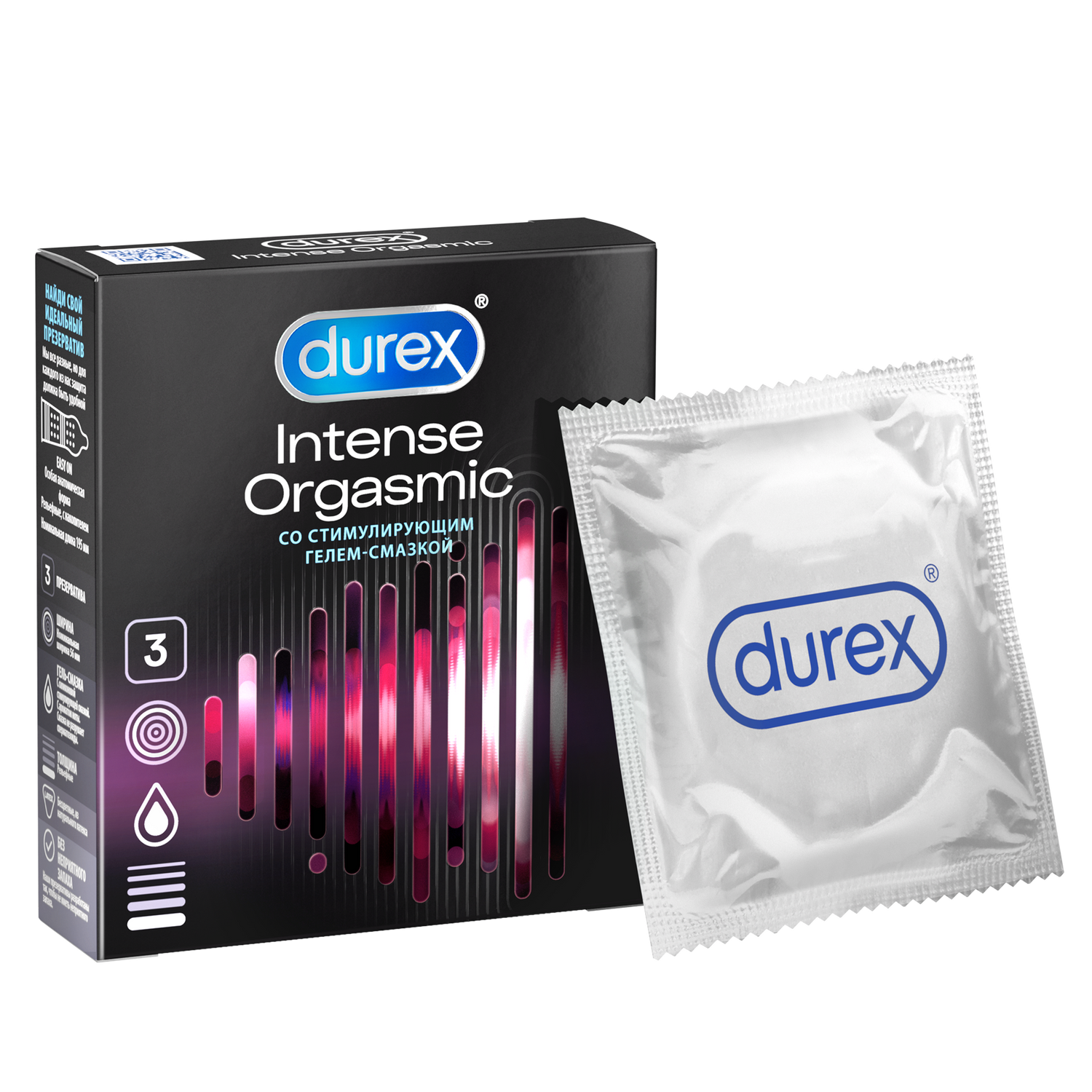 Презервативы Durex Intense Orgasmic, 3 шт. презервативы durex intense orgasmic 12 шт