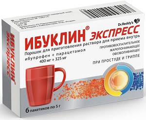 Ибуклин Экспресс, порошок 400 мг+325 мг, пакетики 5 г, 6 шт.