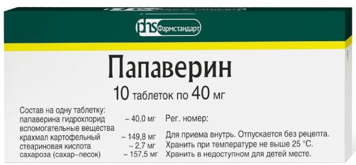 Папаверин гидрохлорид, таблетки 40 мг, 10 шт. папаверин медисорб таблетки 40мг 20шт