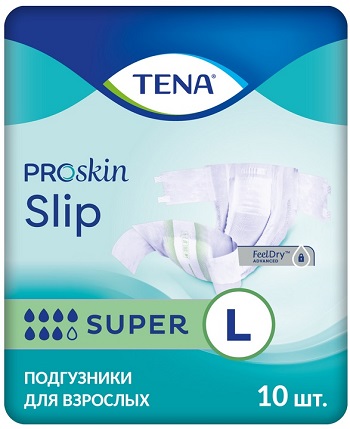 

Тена ПроСкин подгузники д/взрослых Слип Супер L х10