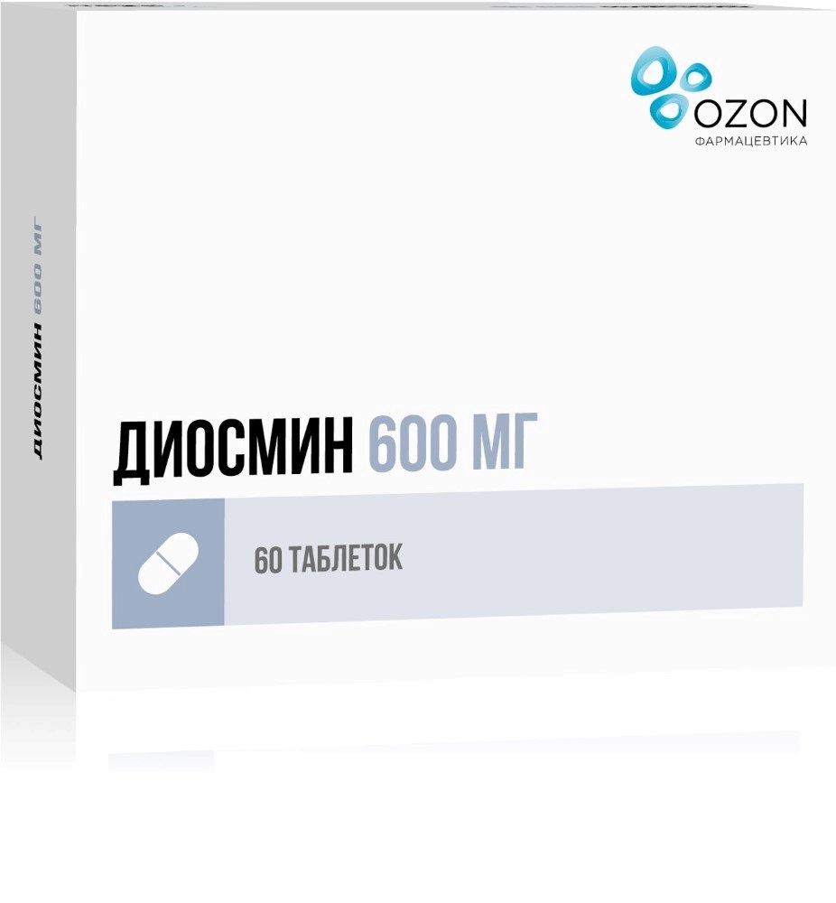 Диосмин, таблетки п/о плен., 600 мг, 60 шт.