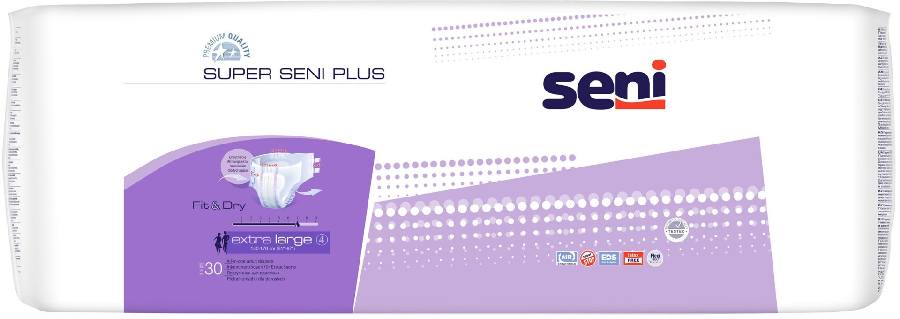 Seni Super Plus, подгузники для взрослых (XL), 30 шт. tena подгузники для взрослых дышащие slip plus xl 28 шт