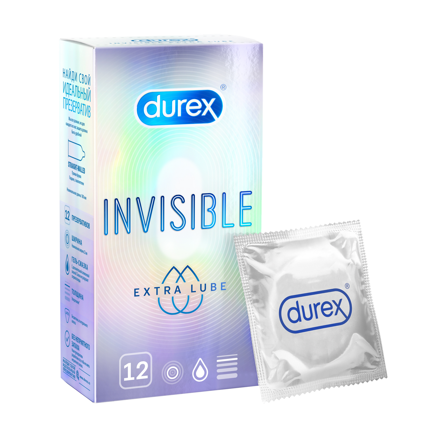 Презервативы Durex Invisible Extra Lube, 12 шт. презервативы durex invisible ультратонкие 12 шт