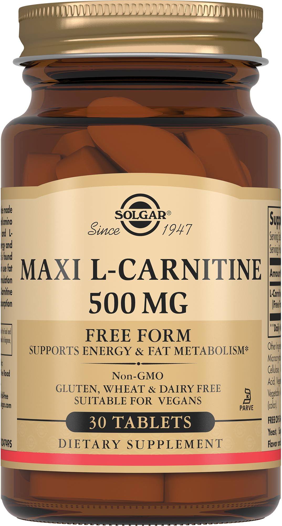 Солгар L-карнитин, таблетки 500 мг, 30 шт. л карнитин ромфарм р р в в в м 200мг мл амп 5мл 5