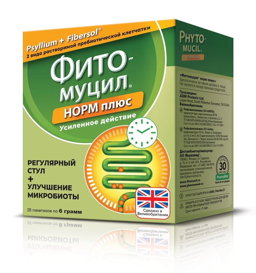 

Фитомуцил Норм Плюс, пакетики 6 г, 25 шт.