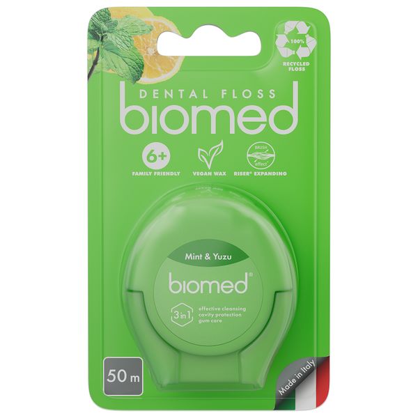 Biomed зубная нить (мята/юдзу) 50 м biomed black зубная щетка средняя жесткость 1 шт
