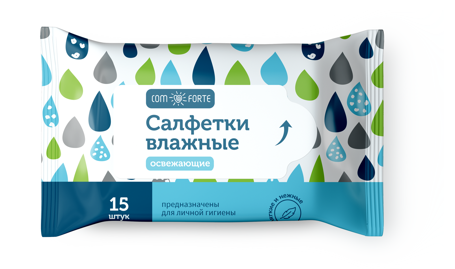 Салфетки ComForte влажные освежающие, 15 шт.