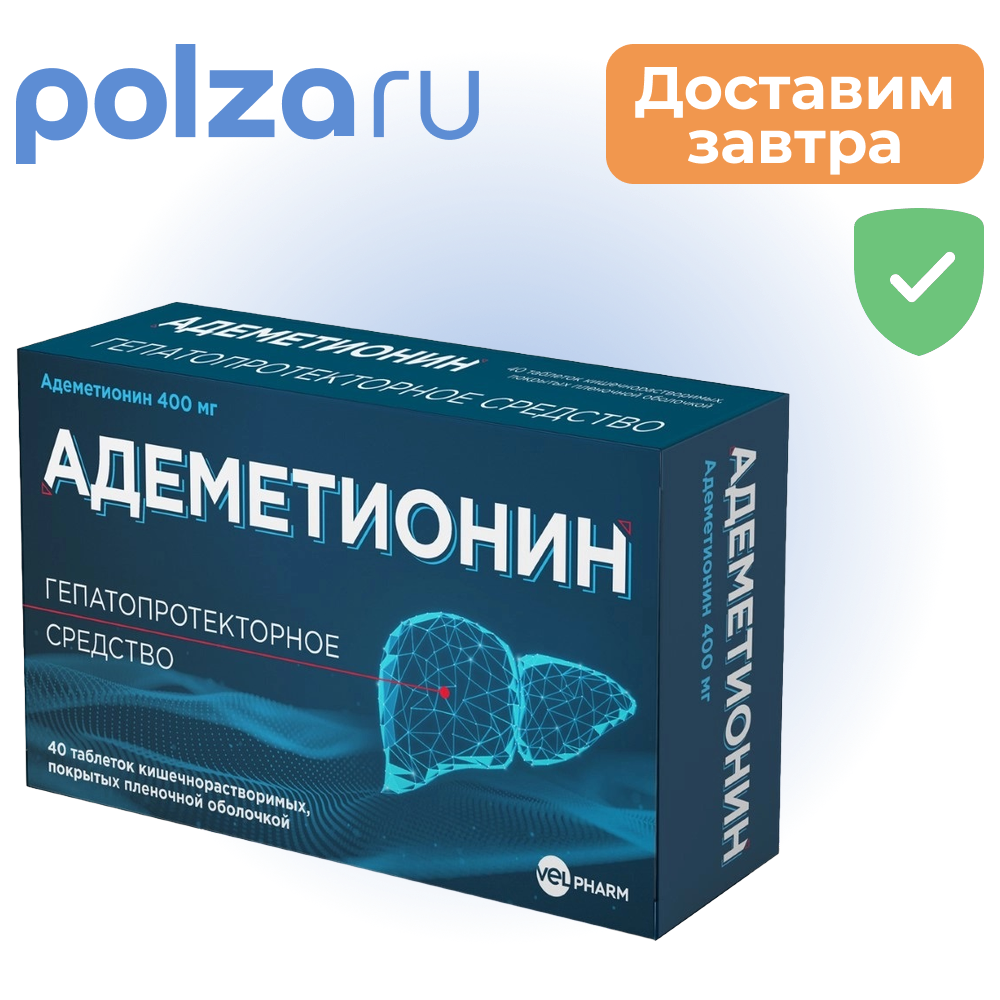 

Адеметионин, таблетки кишечнорастворимые 400 мг, 40 шт.