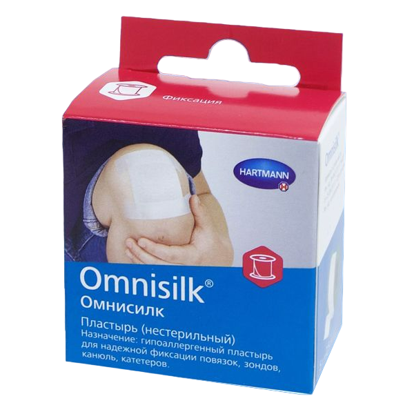 Omnisilk, пластырь гипоаллергенный шелк (белый) 1,25 см х 5 м (еврохолдер), 1 шт. пластырь унипласт 2 5х500см шелк