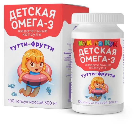 Детская Омега-3 Кук Ля Кук, капсулы жевательные (тутти-фрутти), 100 шт. комплекс омега 3 biogena omega 3 forte 700 капсулы 90 шт