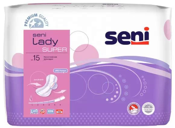 Seni Lady Super, прокладки урологические, 15 шт. seni lady plus прокладки урологические 15 шт
