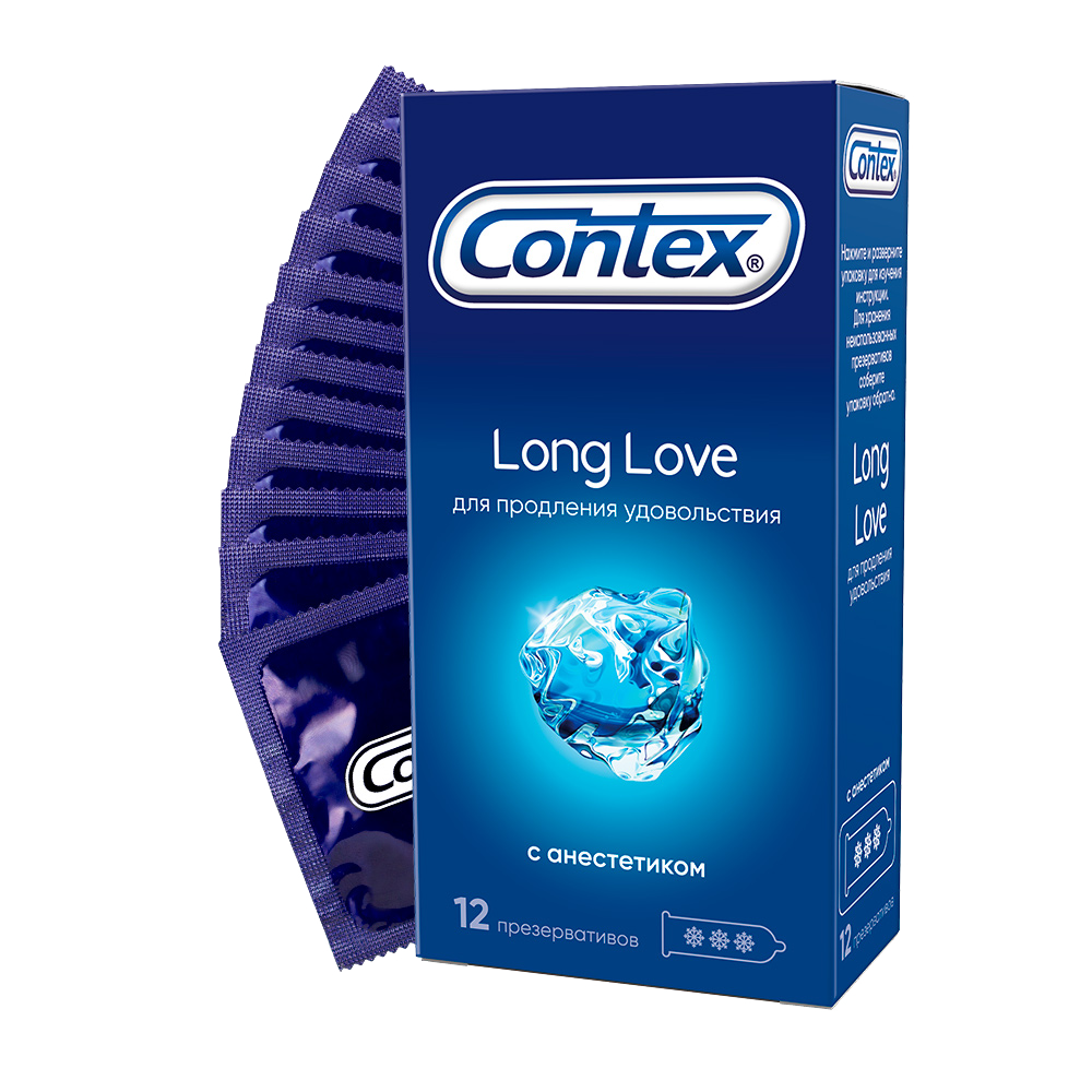 Презервативы Contex Long Love с анестетиком, 12 шт. luxe condoms презервативы luxe эксклюзив поцелуй ангела 1