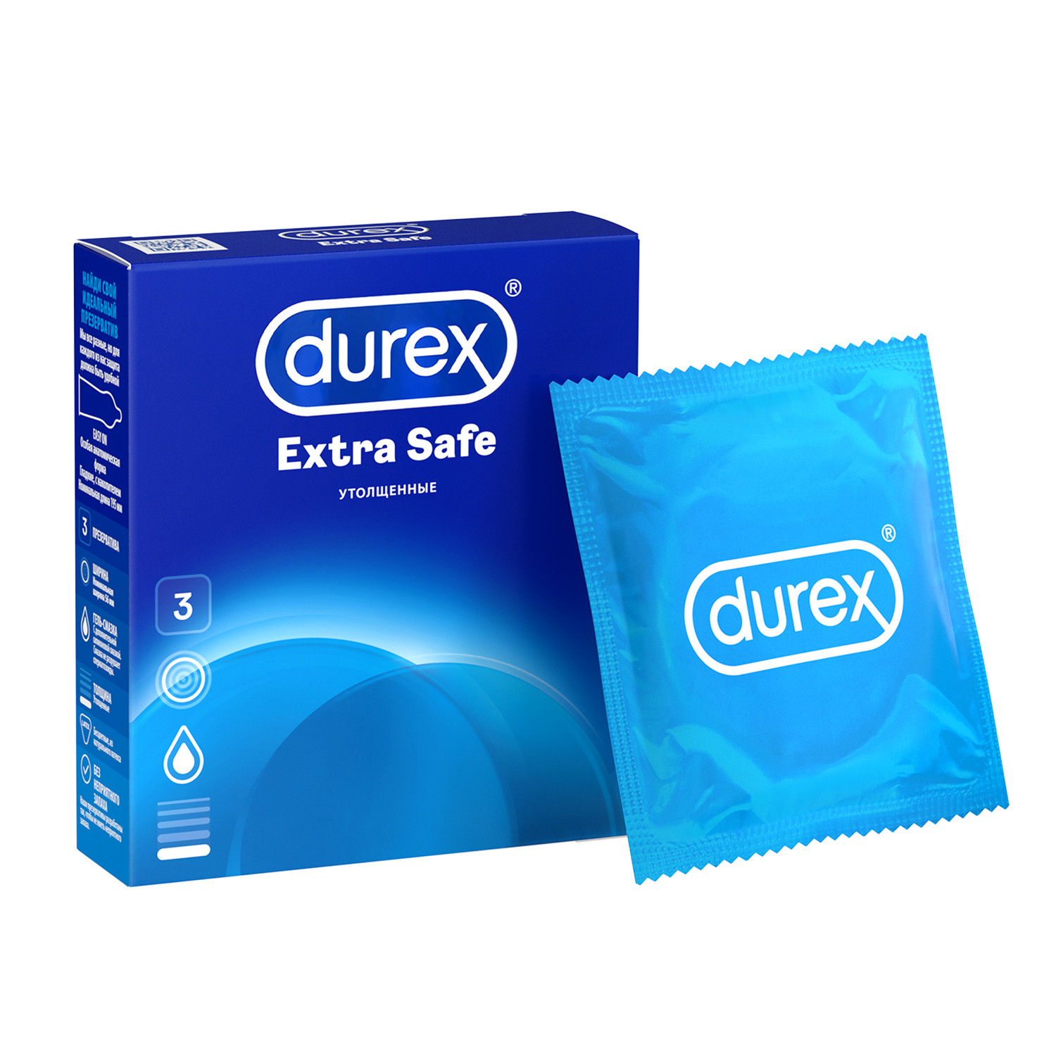 Презервативы Durex Extra Safe утолщенные, 3 шт. king презервативы с утолщенной стенкой ebony 12