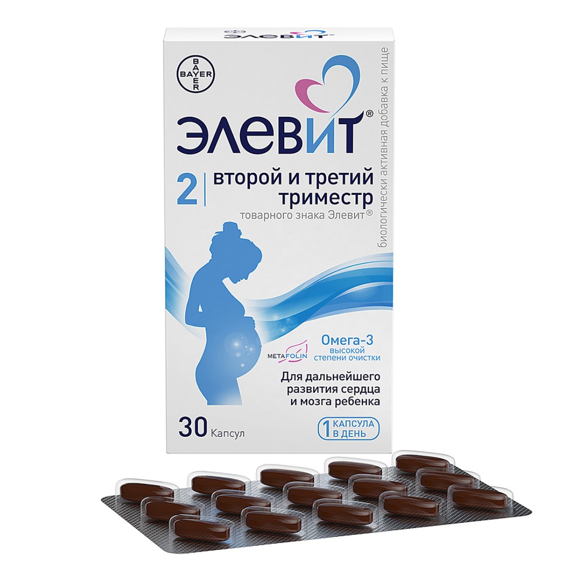 Элевит Второй и Третий Триместр, капсулы, 30 шт.