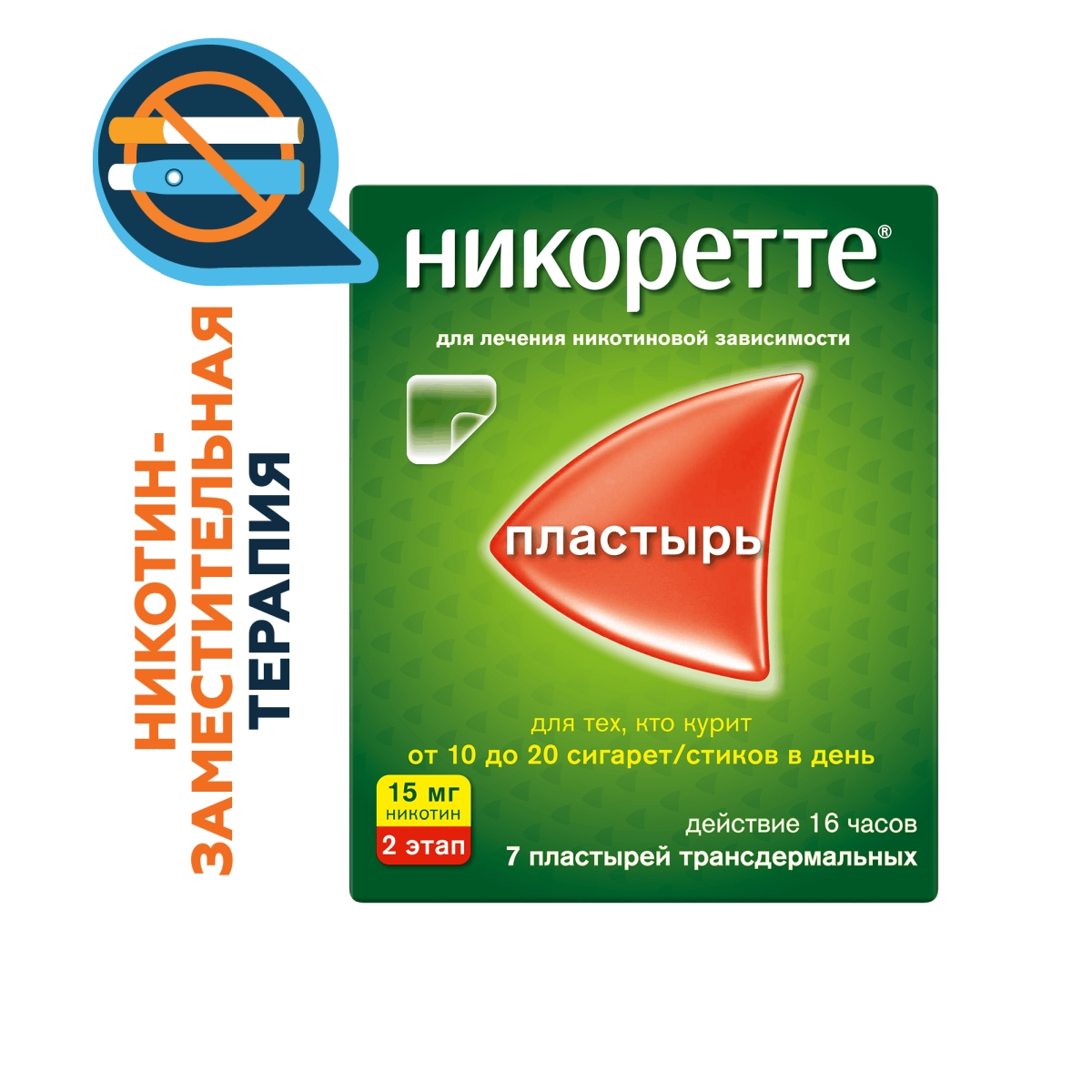 

Никоретте, пластырь, 15 мг