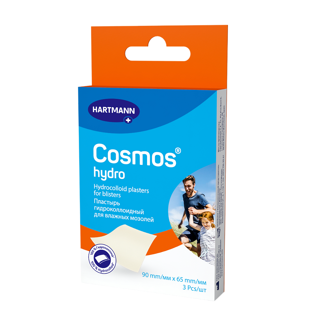 Хартманн Cosmos Hydro, пластырь гидроколлоидный для влажных мозолей, 90 мм х 65 мм, 3 шт.