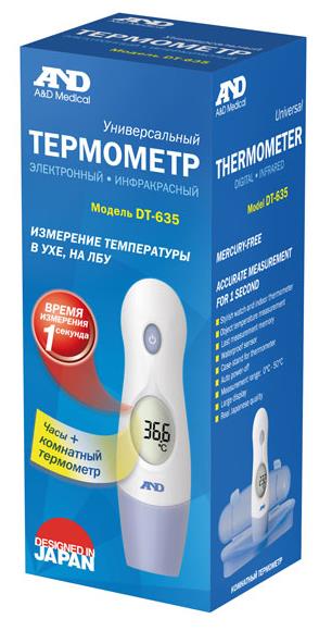 Термометр AND DT-635 электронный (инфракрасный) b well techno медицинский электронный термометр wf 4000 инфракрасный бесконтактный 1 шт
