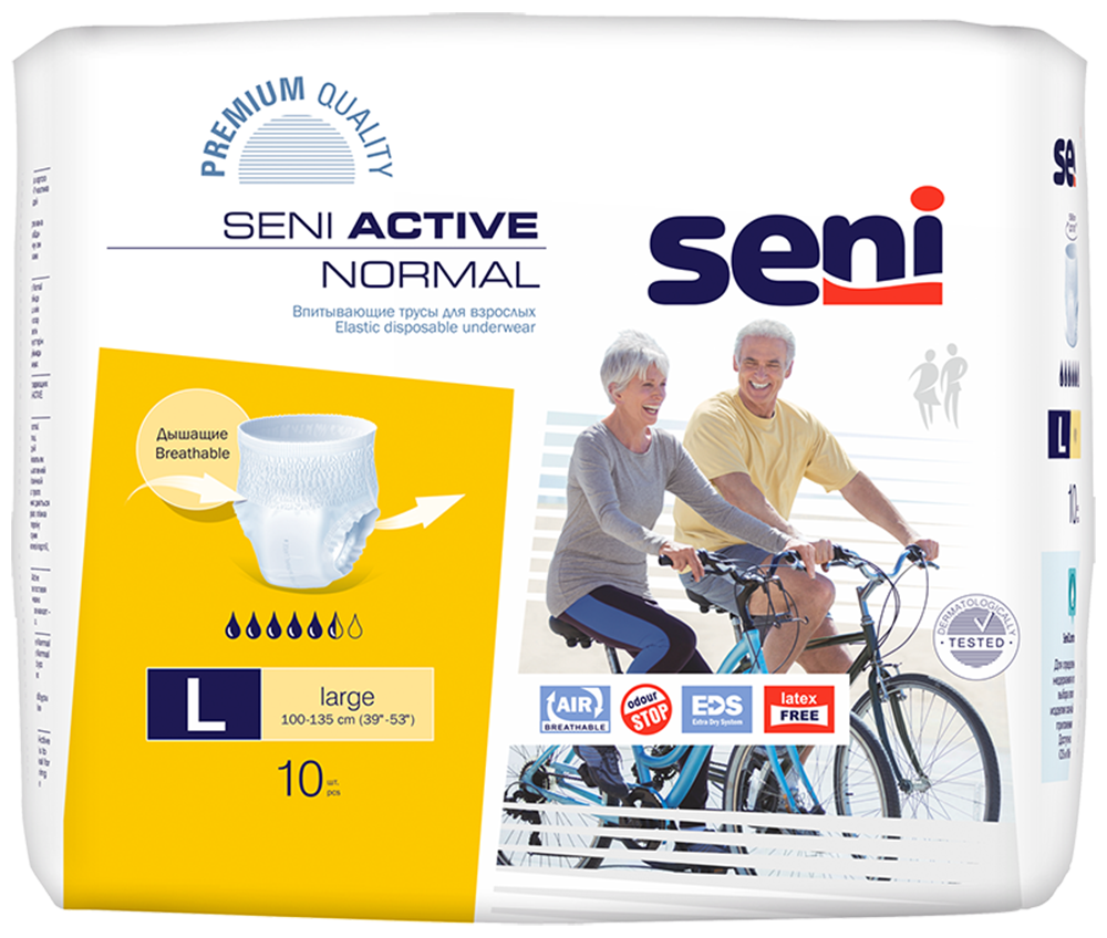 Seni Active Normal, трусы впитывающие (L), 10 шт. эластичная водонепроницаемая защита ушей силиконовая плавательная шляпа для взрослых мужчин женщины