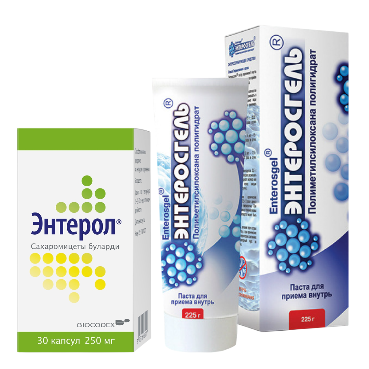 

Набор Энтерол капс 250мг 30шт и Энтеросгель паста 225г
