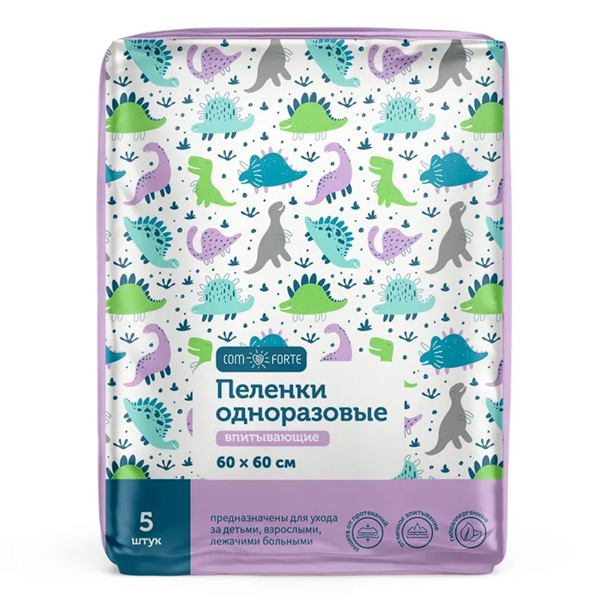 ComForte, пеленки впитывающие одноразовые 60х60 см, 5 шт.