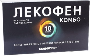 Лекофен Комбо, таблетки покрыт. плен. об. 200 мг+500 мг, 10 шт.