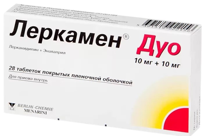 Леркамен Дуо, таблетки, покрытые пленочной оболочкой, 10 мг+ 10 мг, 28 шт. ибупрофен таблетки покрытые пленочной оболочкой 400 мг 20 шт