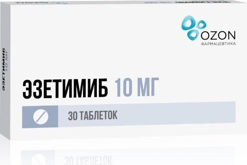 Эзетимиб, таблетки 10 мг, 30 шт.