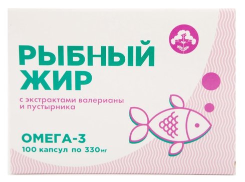 Рыбный жир с экстрактами Валерианы и Пустырника, капсулы, 100 шт.