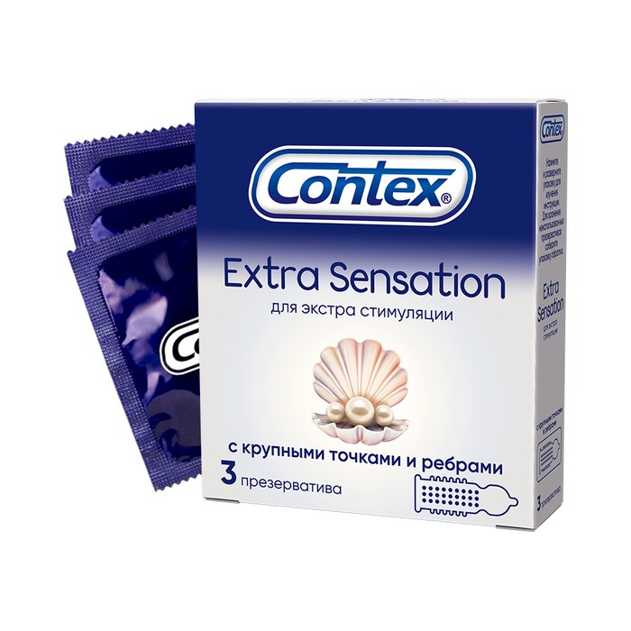 Презервативы Contex Extra Sensation с крупными точками и ребрами, 3 шт. duett презервативы dotted с точками 84