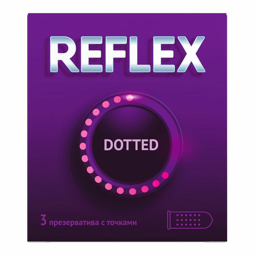 Reflex Dotted, презервативы в смазке с точками, 3 шт. комплект презервативы durex invisible xxl ультратонкие 3 шт х 2 уп