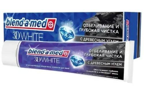 

Blend-a-med Зубная паста 3d white, Отбеливание и глубокая чистка с древесным углем, 100 мл