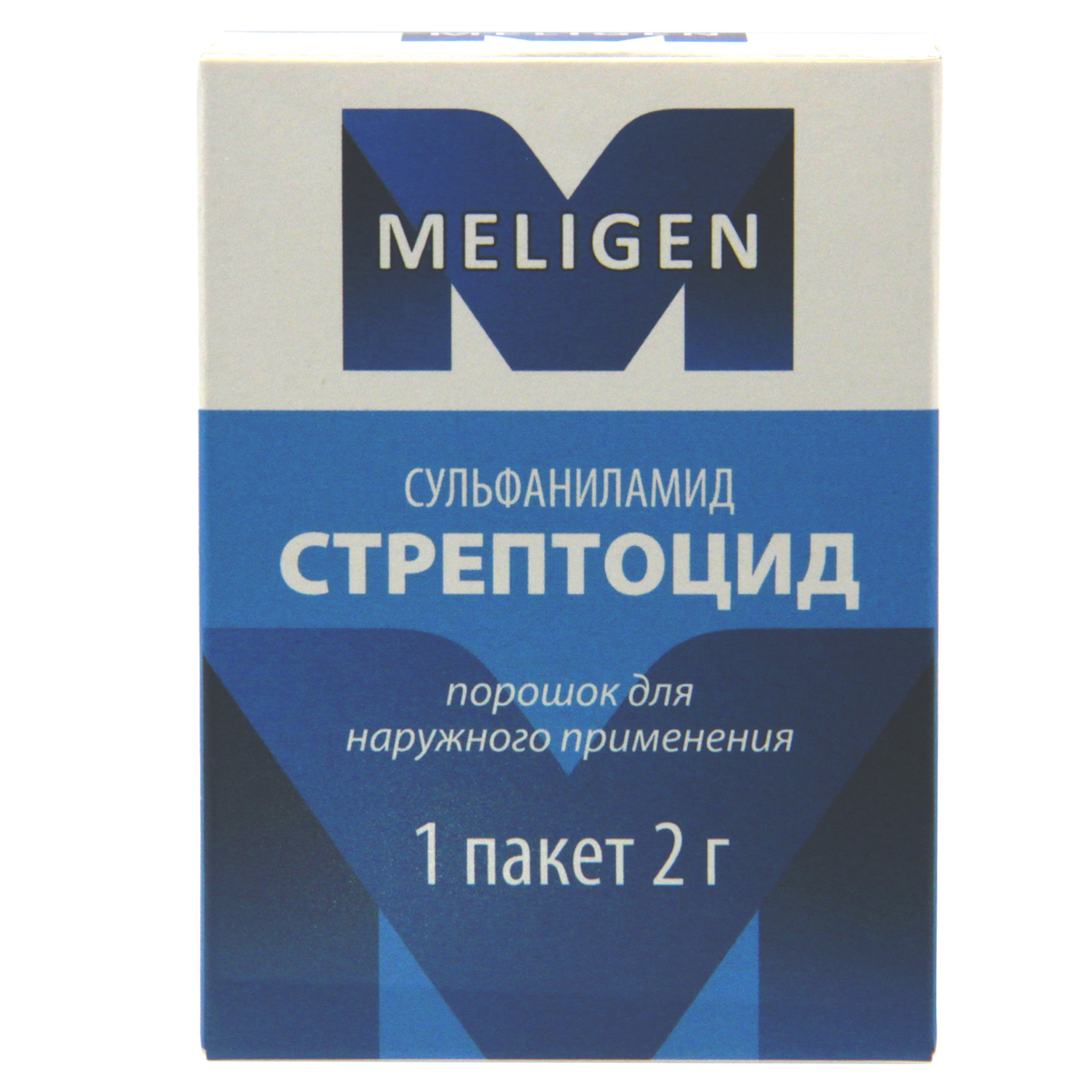 Стрептоцид, порошок (Мелиген), пакетик 2 г эркафарм стрептоцид порошок 10 г 1 шт