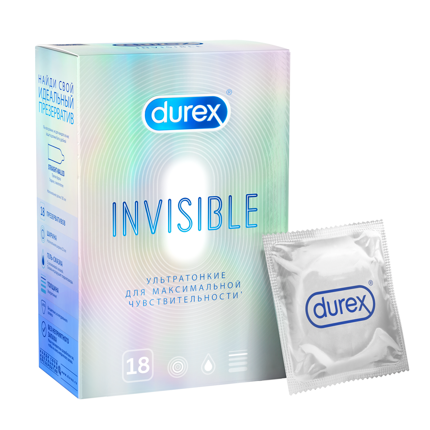 Презервативы Durex Invisible ультратонкие, 18 шт. презервативы invisible durex дюрекс 3шт