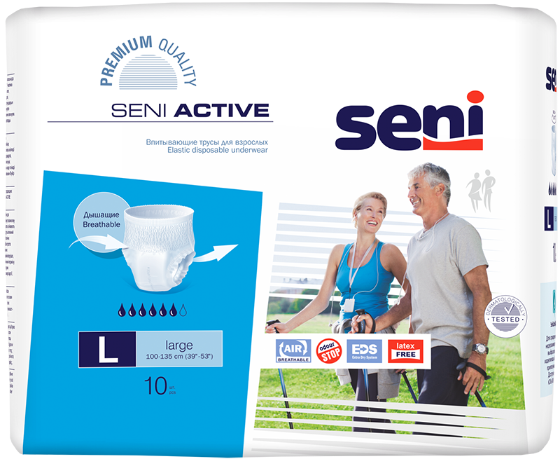 Seni Active, трусы впитывающие для взрослых (L), 10 шт.