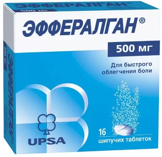 Эффералган, таблетки шипучие 500 мг, 16 шт. эффералган таб шип 500мг 16