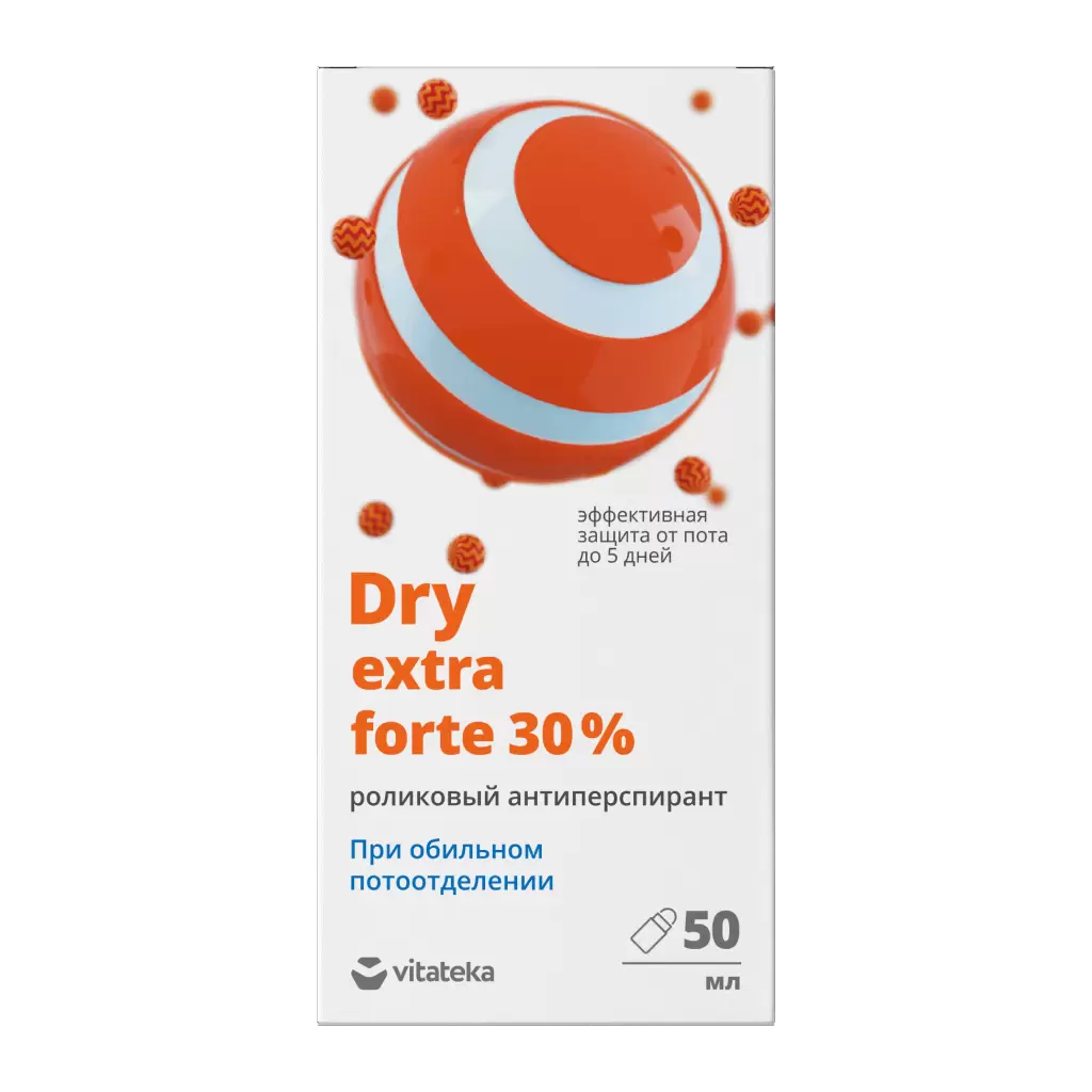 

Витатека Dry Extra Forte, антиперсперант от обильного потоотделения 30% (без спирта) ролик 50 мл