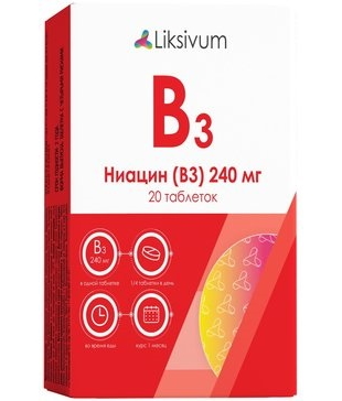 Liksivum Ниацин (В3), таблетки 240 мг, 20 шт.