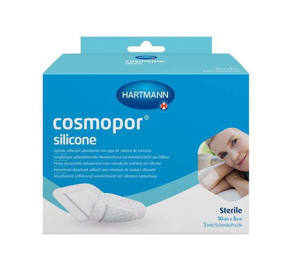 Хартманн Cosmopor Silicone, повязка сорбционная с контактным слоем из силикона 10 х8 см, 5 шт. комфортер для новорождённых зайчонок 30х27 см