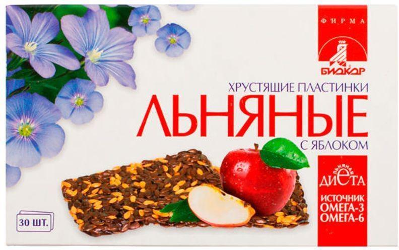 Пластинки льняные хрустящие с яблоком, 30 шт.
