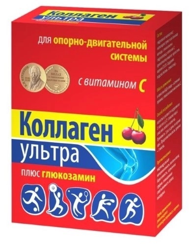 

Коллаген Ультра, плюс глюкозамин Вишня, порошок 8 г, 7 шт.