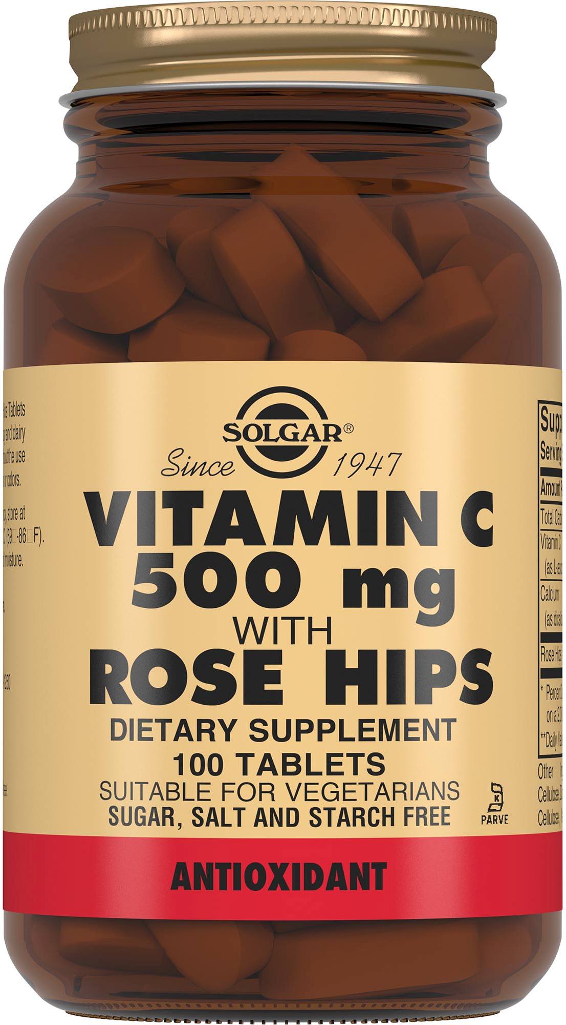 Солгар Витамин C и шиповник, таблетки 500 мг, 100 шт. аквадетрим витамин д таблетки растворимые 2000ме 60шт