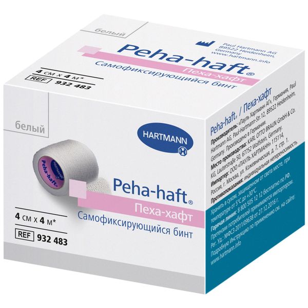 Peha-haft, бинт самофиксирующийся, белый, 4 м х 4 см, 1 шт. руническая диагностика