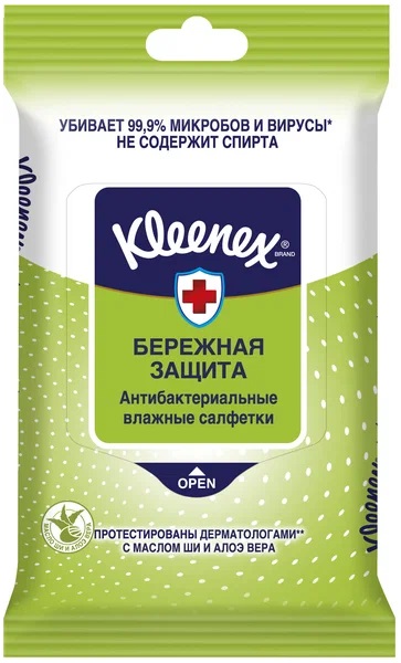 

Kleenex салфетки антибактериальные влажные, 40 шт.