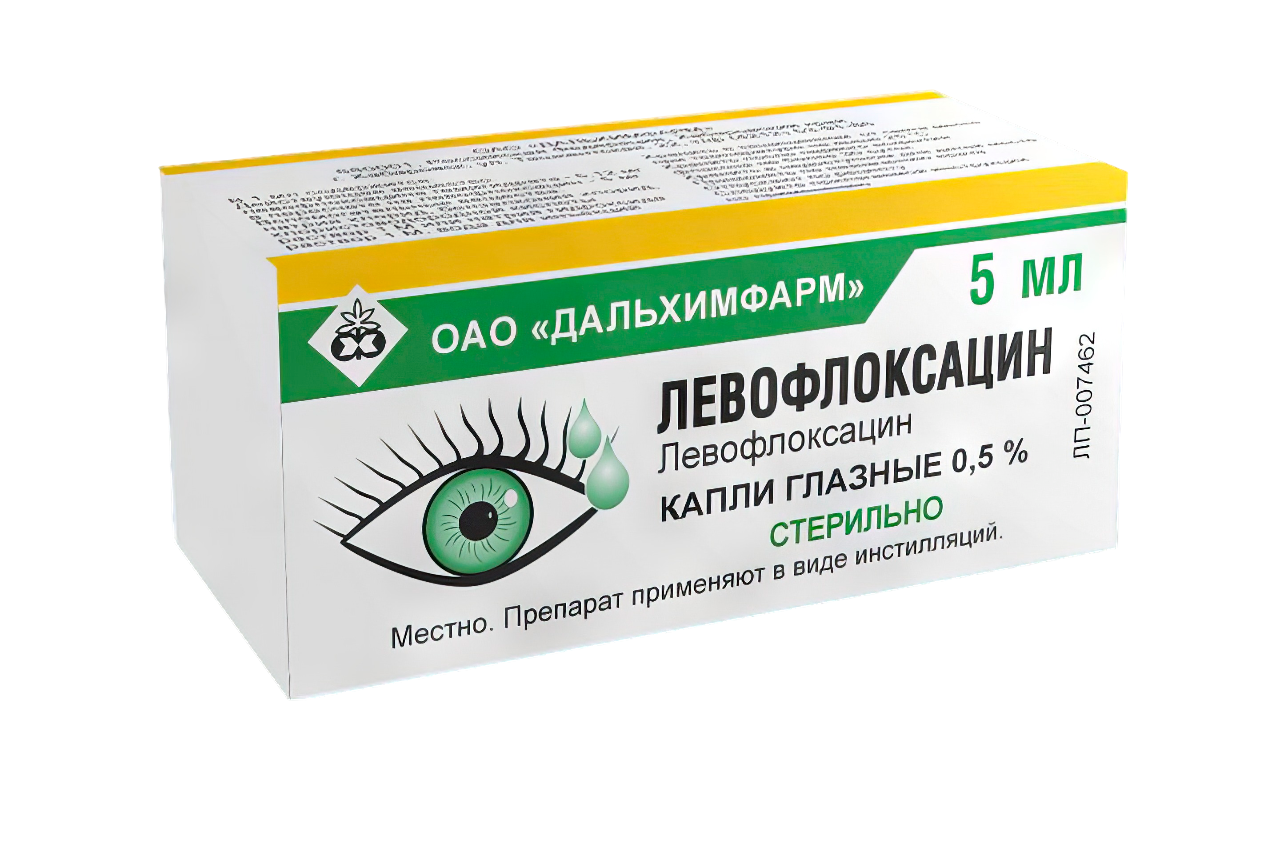 Левофлоксацин, капли глазные 0,5 %, флакон-капельница 5 мл